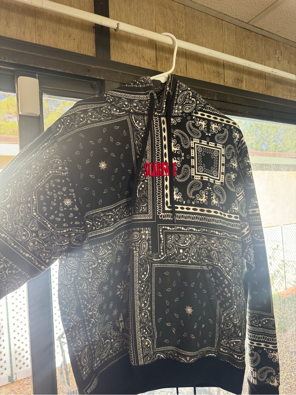 Scarface Black Bandana Print Zip-Up Hoodie Jacket